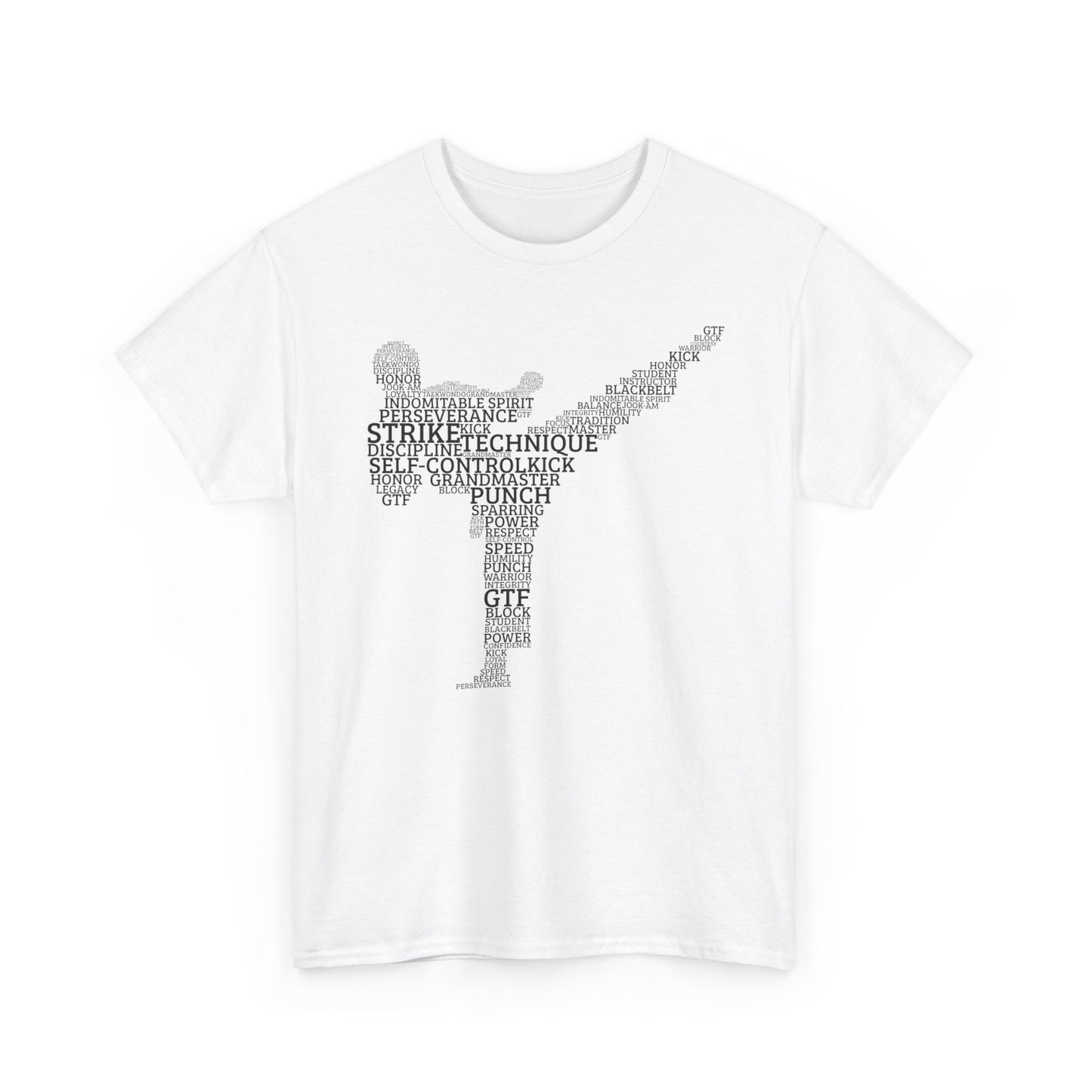Taekwondo Typography Fighter Tee – Built from the Words That Define the Art