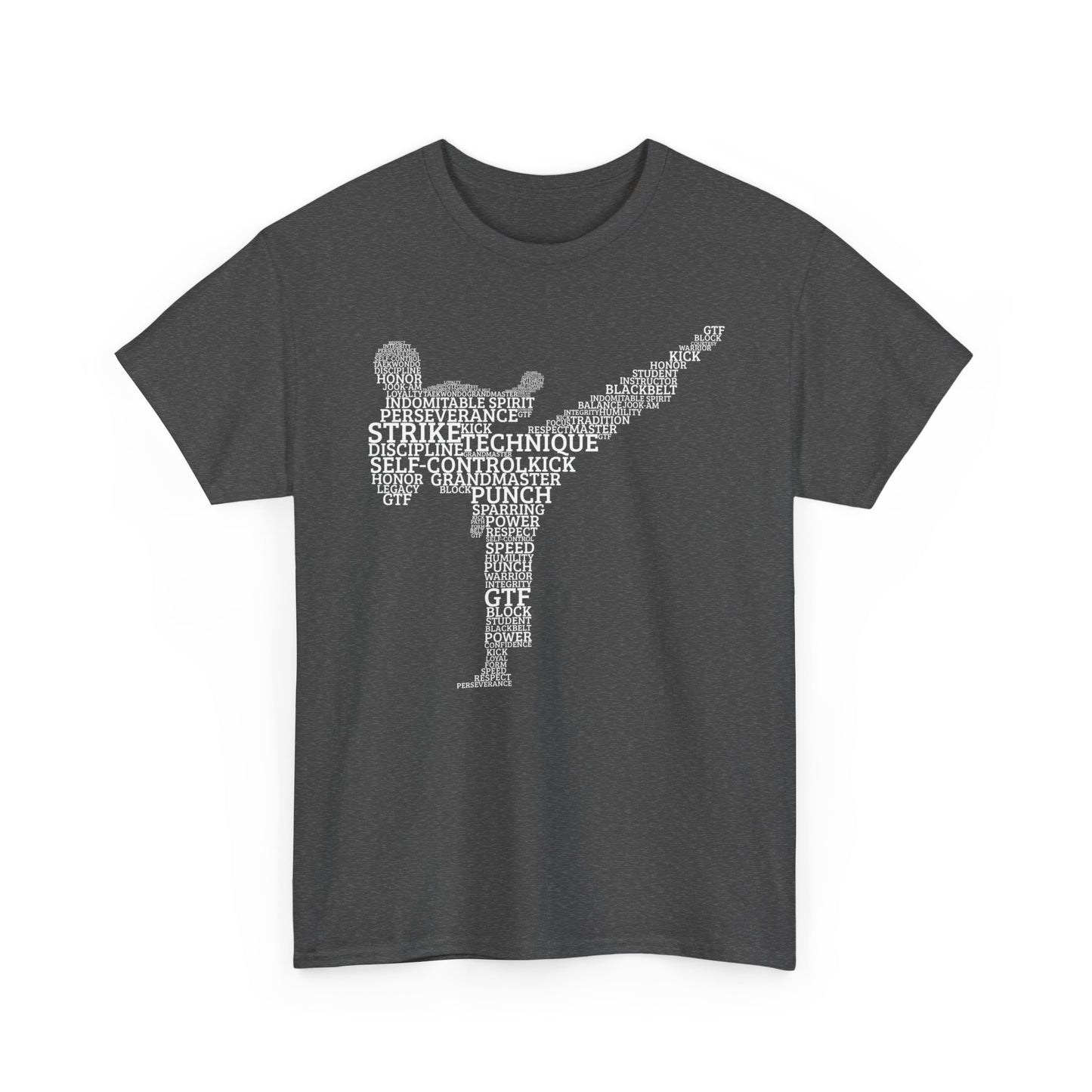 Taekwondo Typography Fighter Tee – Built from the Words That Define the Art