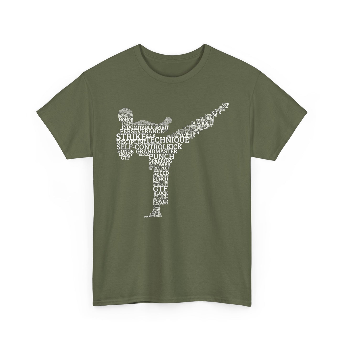 Taekwondo Typography Fighter Tee – Built from the Words That Define the Art