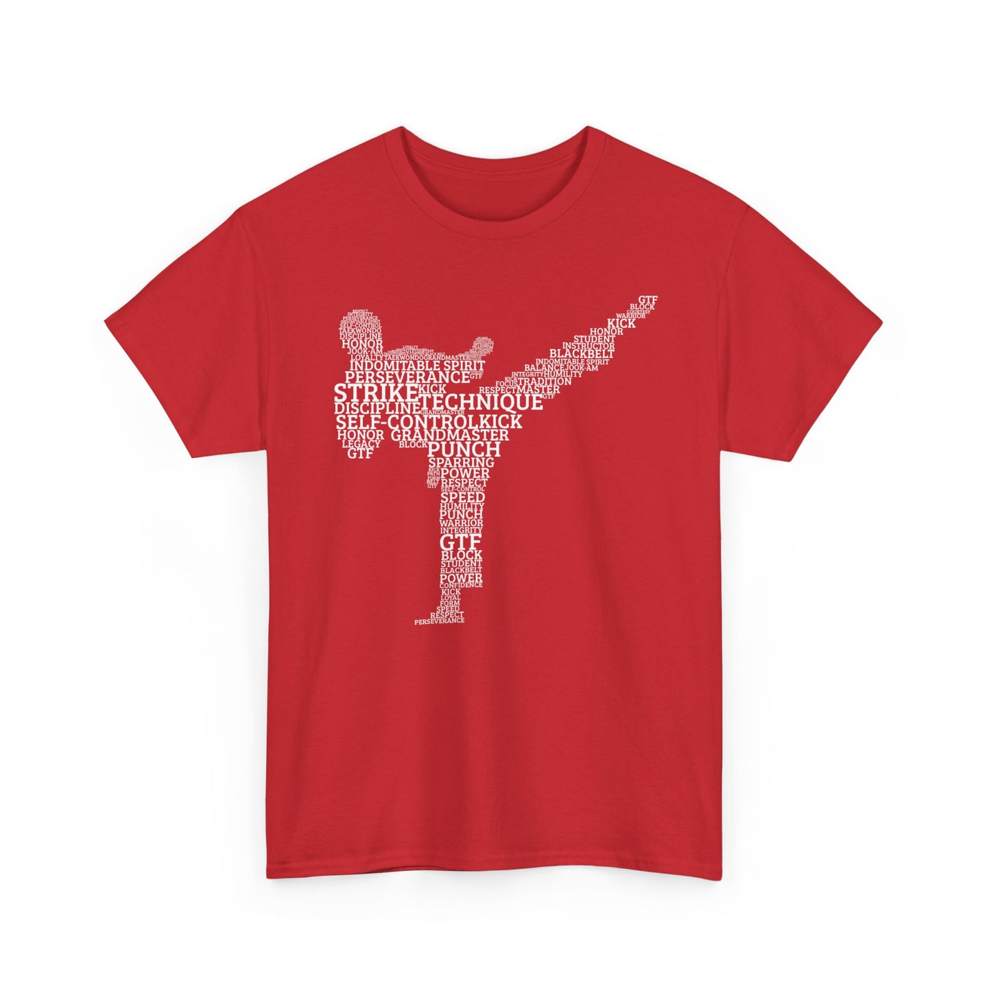 Taekwondo Typography Fighter Tee – Built from the Words That Define the Art