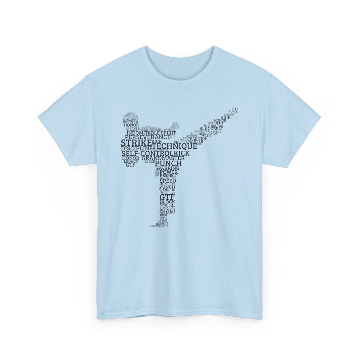 Taekwondo Typography Fighter Tee – Built from the Words That Define the Art
