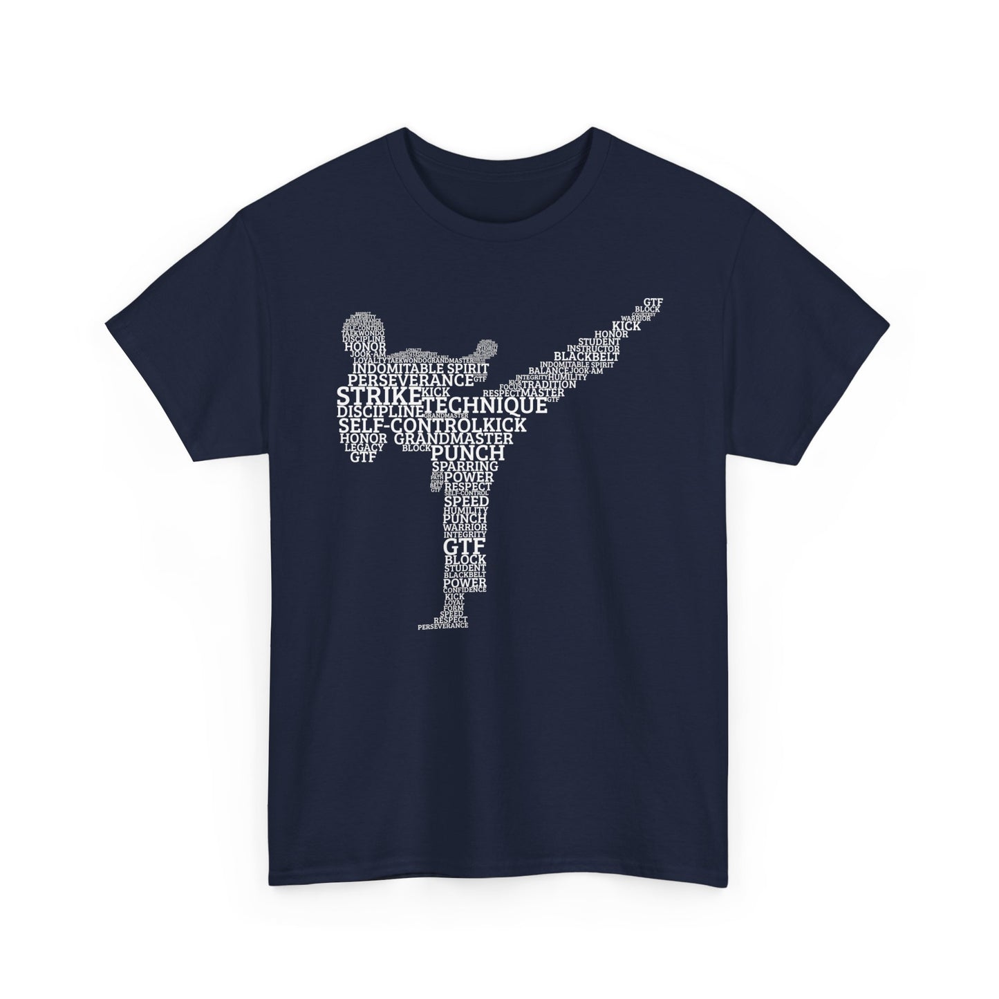 Taekwondo Typography Fighter Tee – Built from the Words That Define the Art